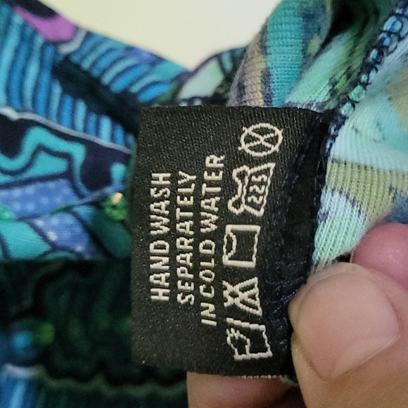 Papa Fashions 100% Cotton Sleeveless Summer Top Blue Green Size XL - Picture 5 of 6